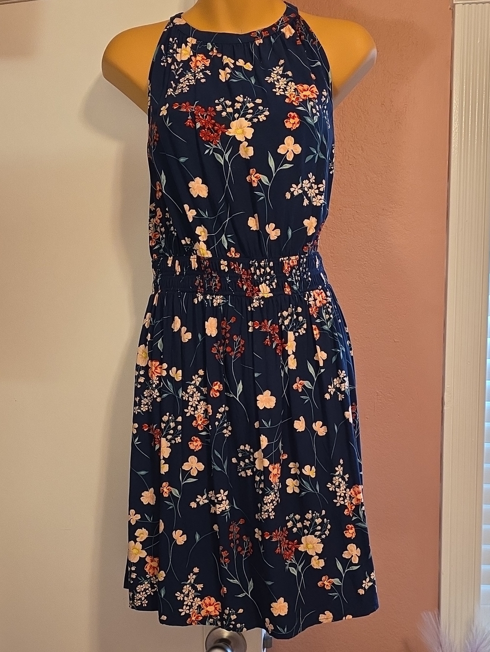 LOFT Navy Floral Halter Dress - Mini Dress